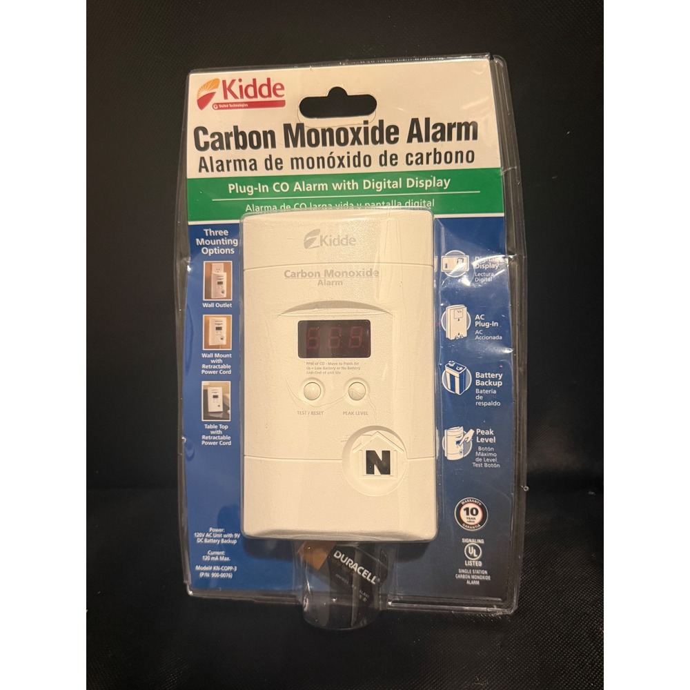 Kidde Carbon Monoxide Alarm Plug-In with Digital Display KN-COPP-3 White
